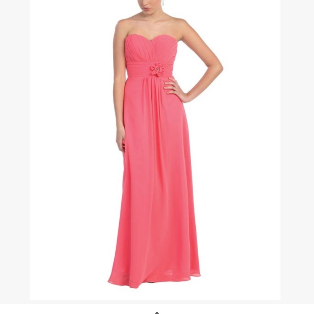 Coral Floral-Waisted Sweetheart Dress